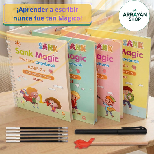Set de 4 Cuadernos Mágicos de Caligrafía  Montessori