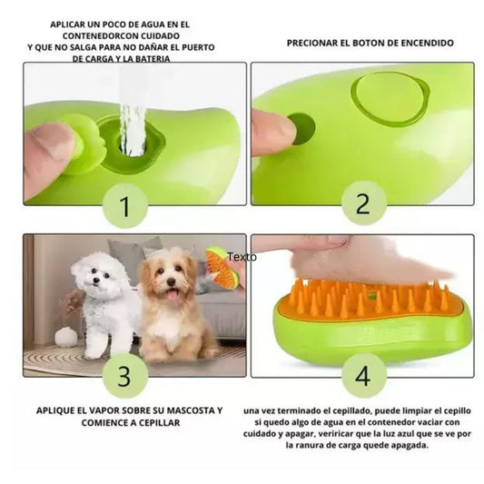 Cepillo vapor para mascota 3 en 1