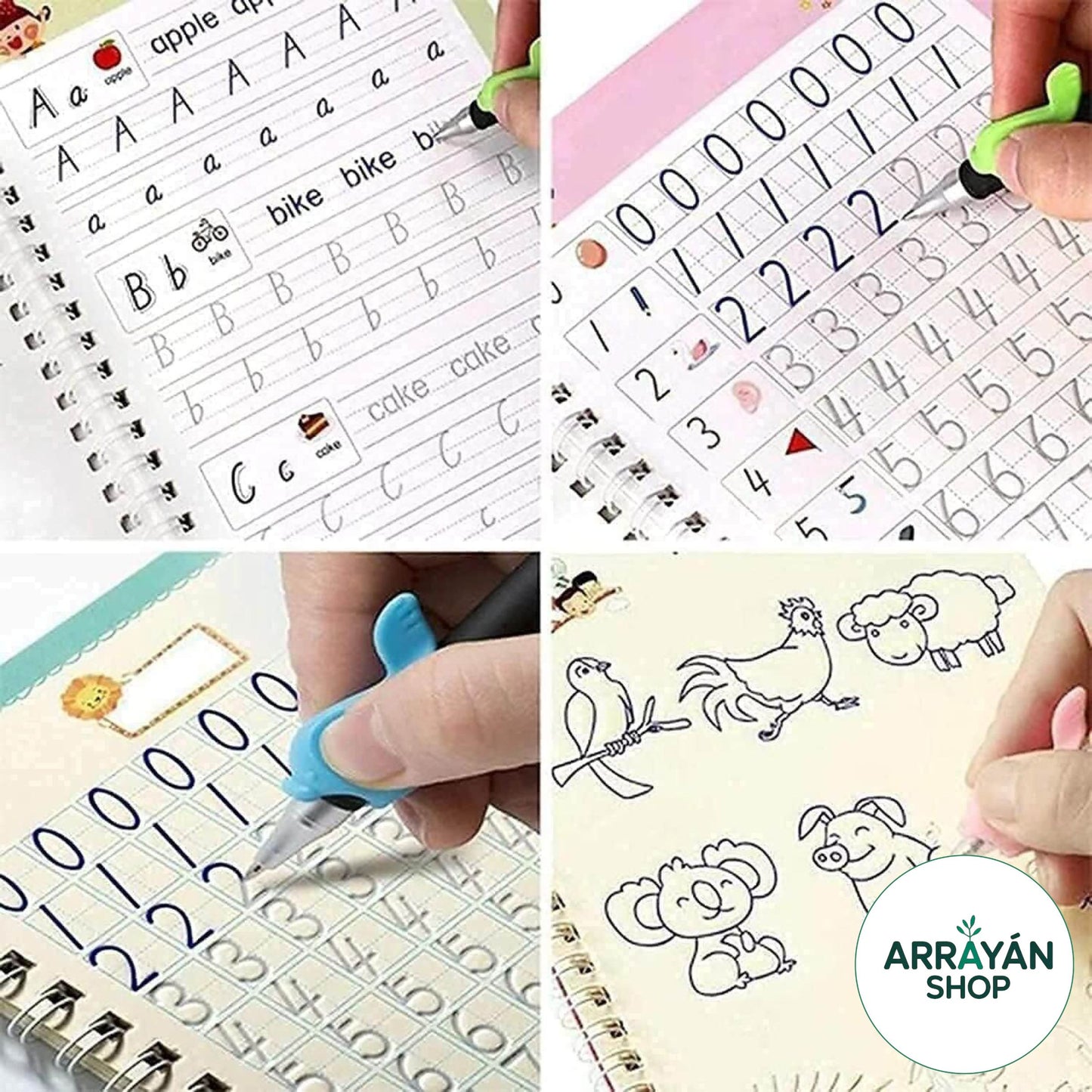 Set de 4 Cuadernos Mágicos de Caligrafía  Montessori