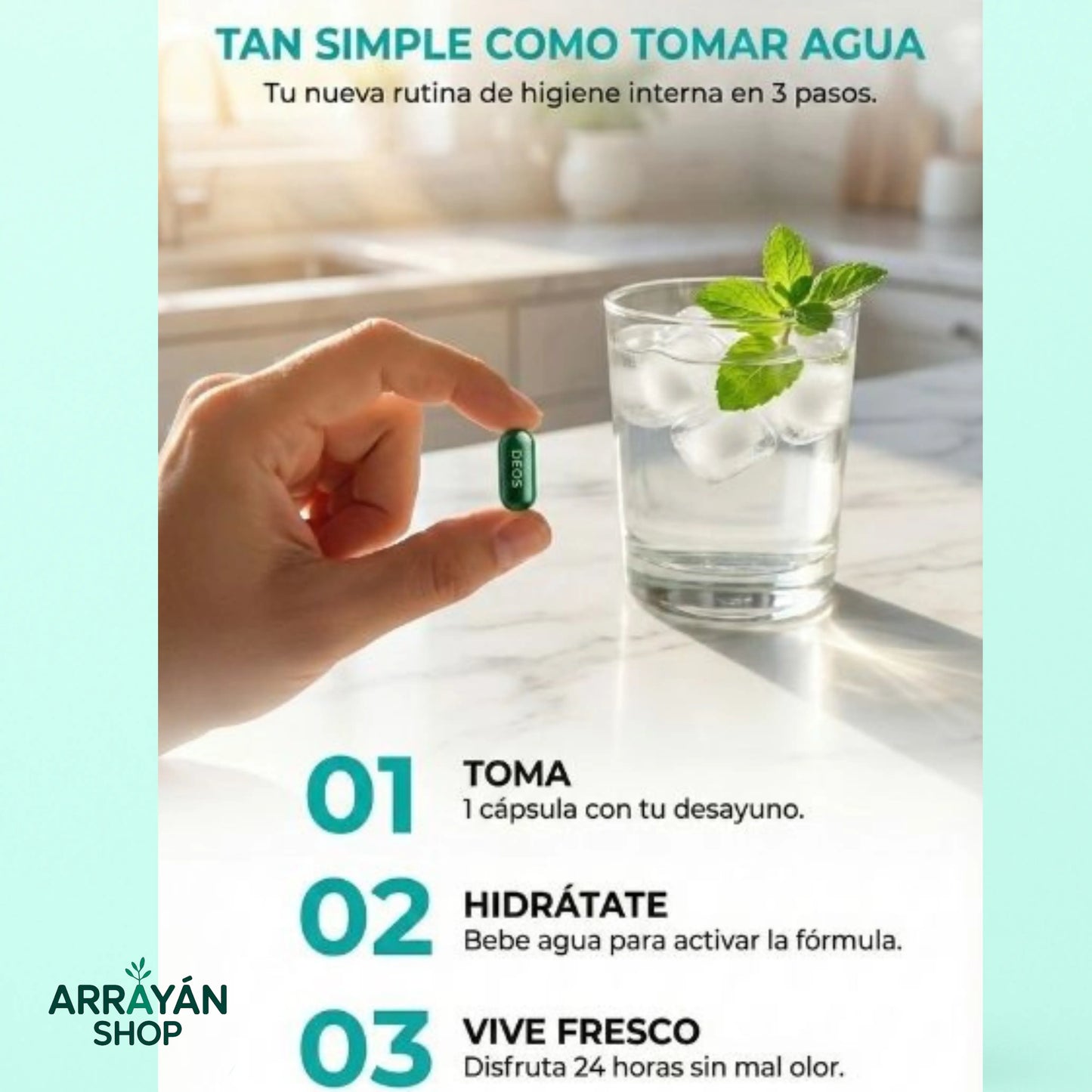 DEOS DESODORANTE NATURAL PARA UN BUEN OLOR CORPORAL (60 CÁPSULAS)