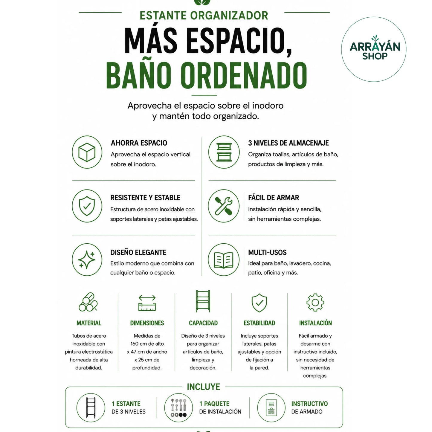 ESTANTERÍA ORGANIZADOR DE BAÑO
