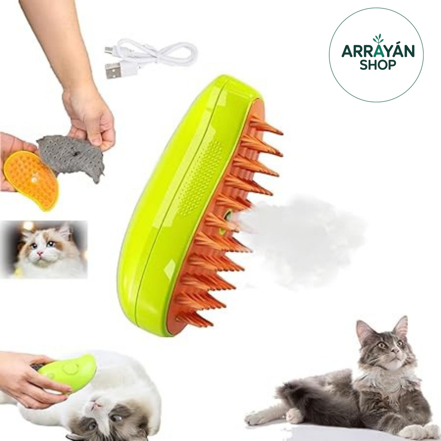 Cepillo vapor para mascota 3 en 1